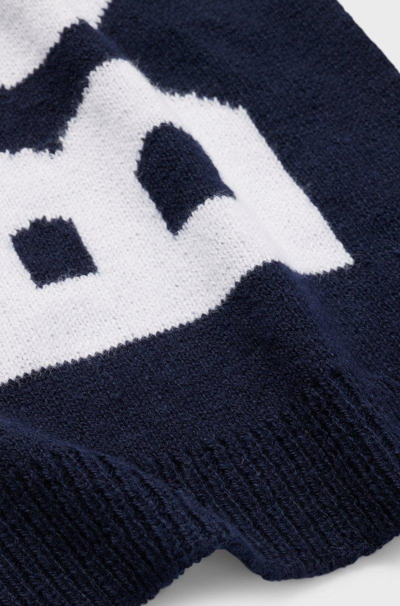 Hugo Boss Bufanda de algodón de punto para niños con logo en contraste tejido en jacquard Outlet