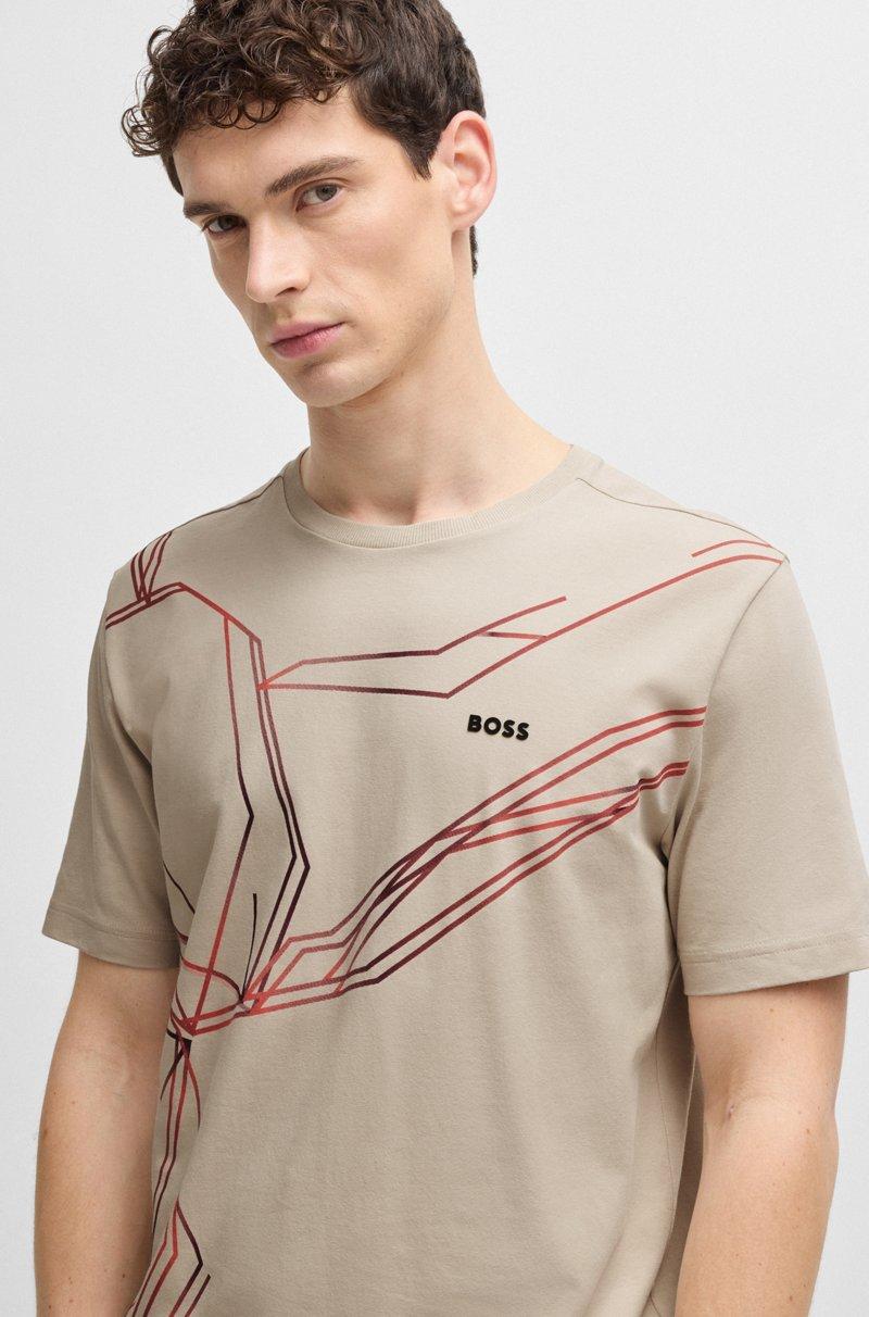 Hugo Boss Camiseta de algodón elástico con estampado degradado Rebajas de fábrica