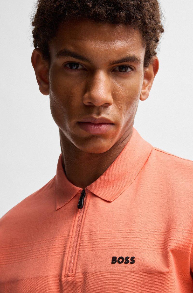 Hugo Boss Polo de algodón estructurado con cuello con cremallera Descuento
