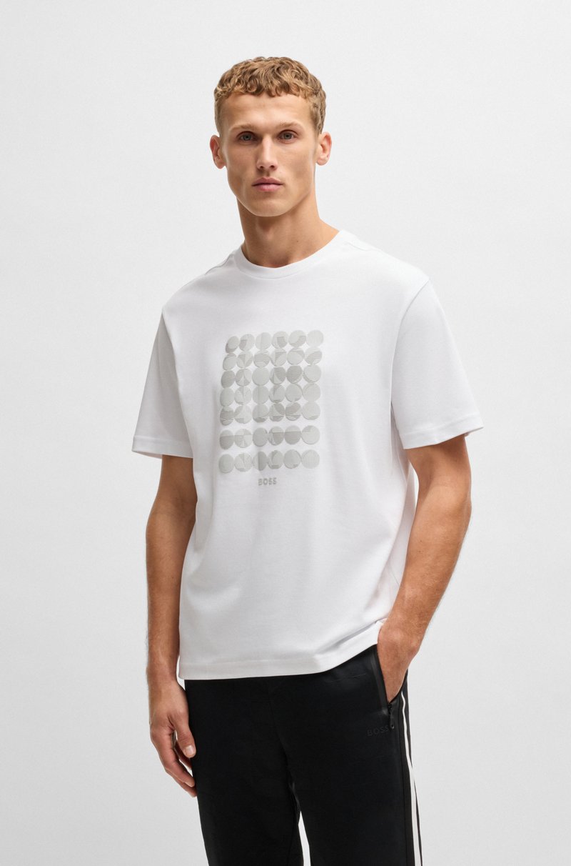 Hugo Boss Camiseta de interlock de algodón con ilustración de círculos Liquidación