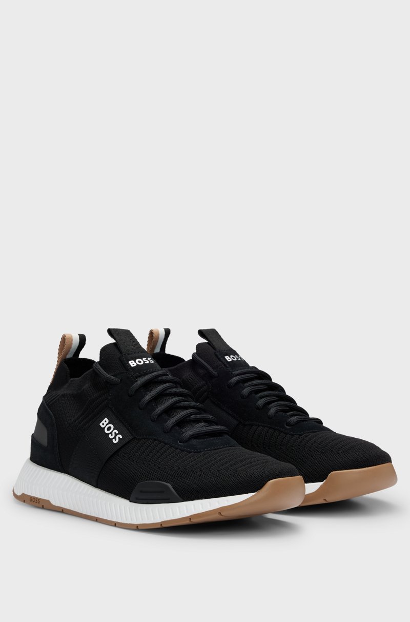 Hugo Boss Deportivas de punto con detalles de la marca y ribetes de ante