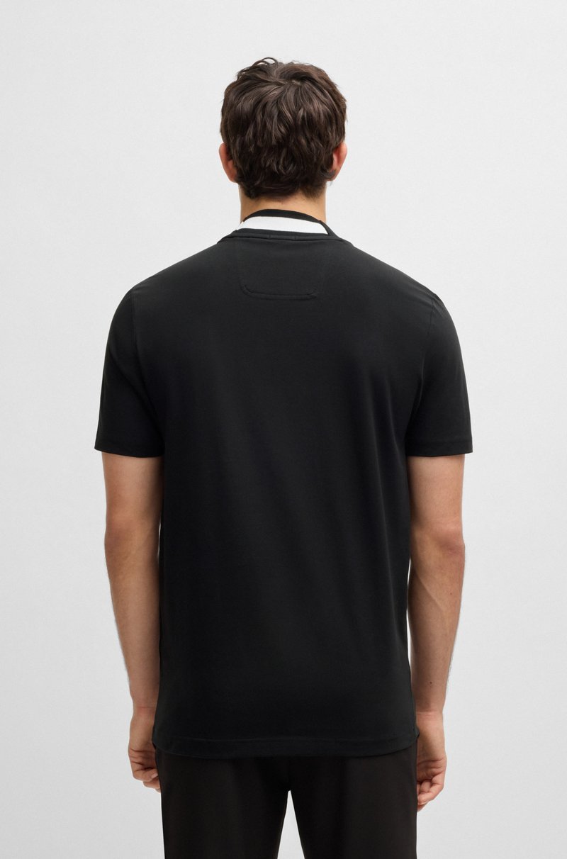 Hugo Boss Camiseta de algodón elástico con logotipo en el cuello Promoción por tiempo limitado
