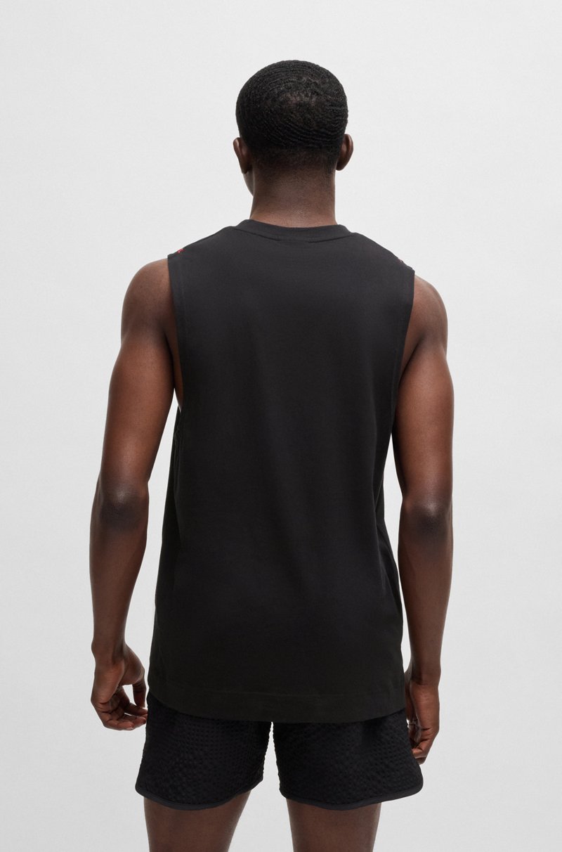 Hugo Boss Camiseta de tirantes de punto de algodón con logo apilado bordado Grandes descuentos