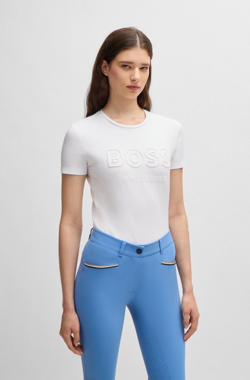 Hugo Boss Camiseta de equitación en algodón elástico con logo bordado En oferta