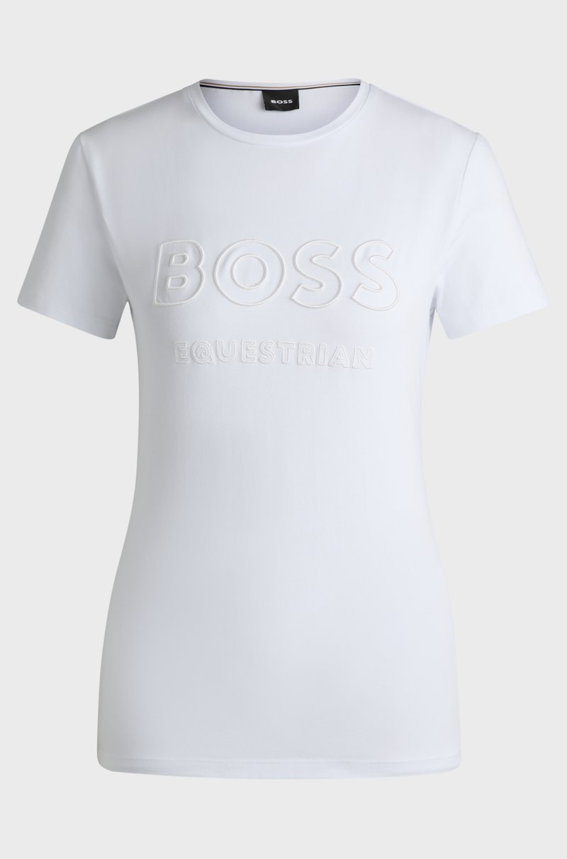 Hugo Boss Camiseta de equitación en algodón elástico con logo bordado En oferta
