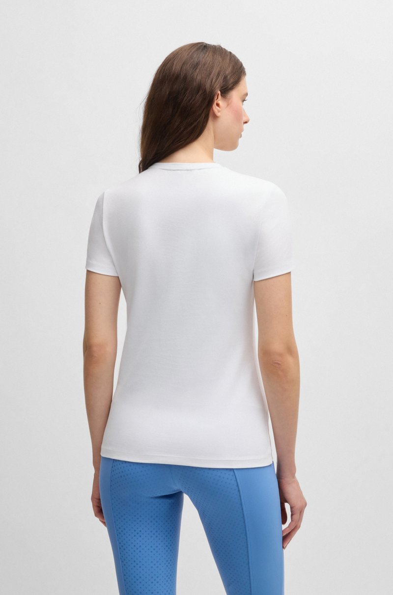 Hugo Boss Camiseta de equitación en algodón elástico con logo bordado En oferta