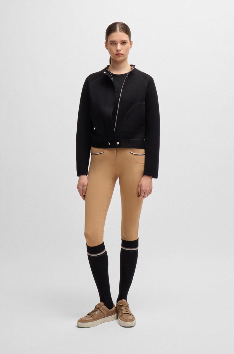 Hugo Boss Camiseta de equitación en algodón elástico con logo bordado Última moda