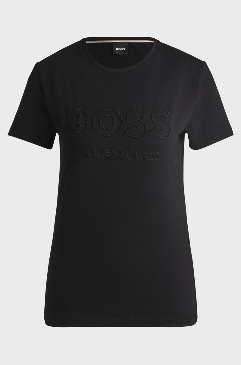 Hugo Boss Camiseta de equitación en algodón elástico con logo bordado Última moda