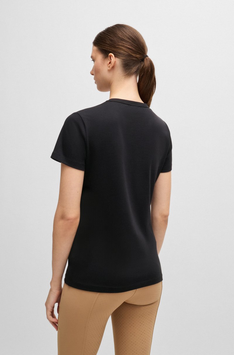 Hugo Boss Camiseta de equitación en algodón elástico con logo bordado Última moda