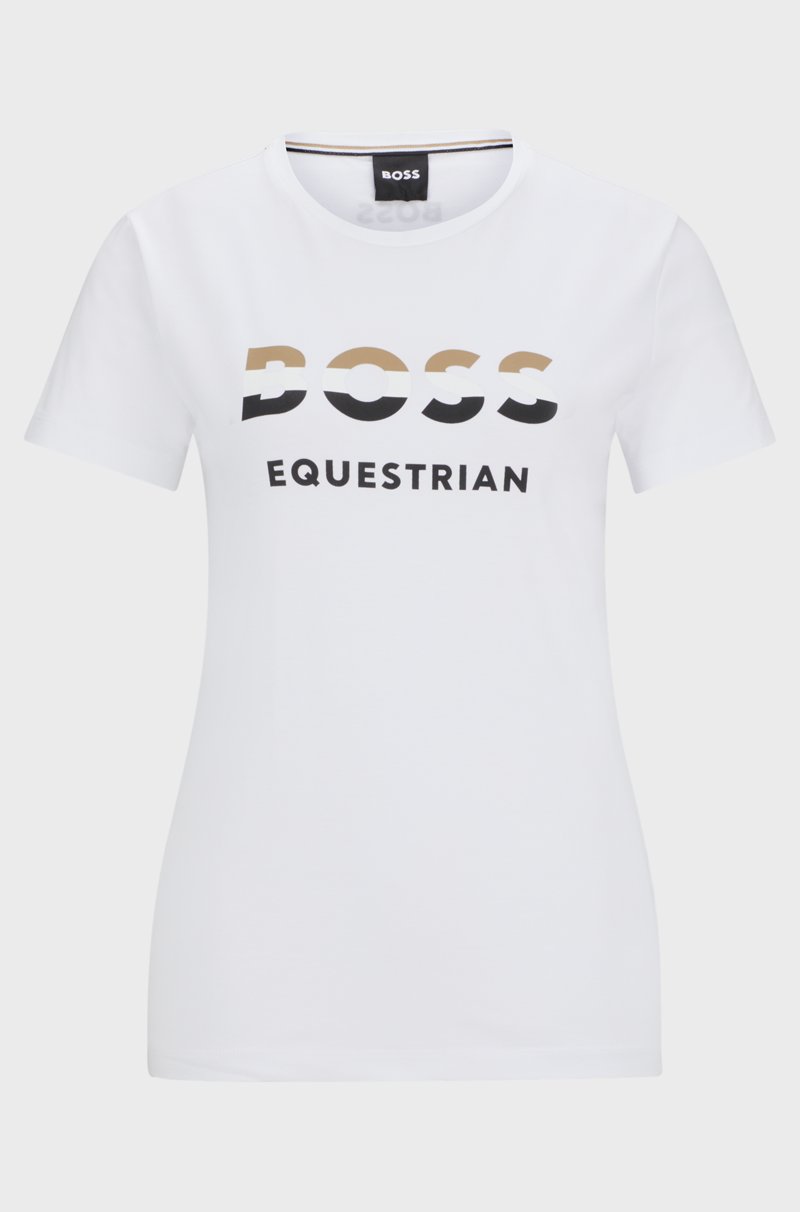 Hugo Boss Camiseta de equitación en algodón elástico con detalles de logo Rebajas de fin de temporada