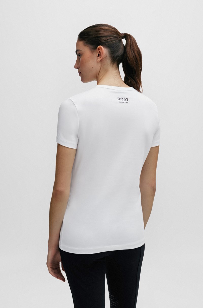 Hugo Boss Camiseta de equitación en algodón elástico con detalles de logo Rebajas de fin de temporada
