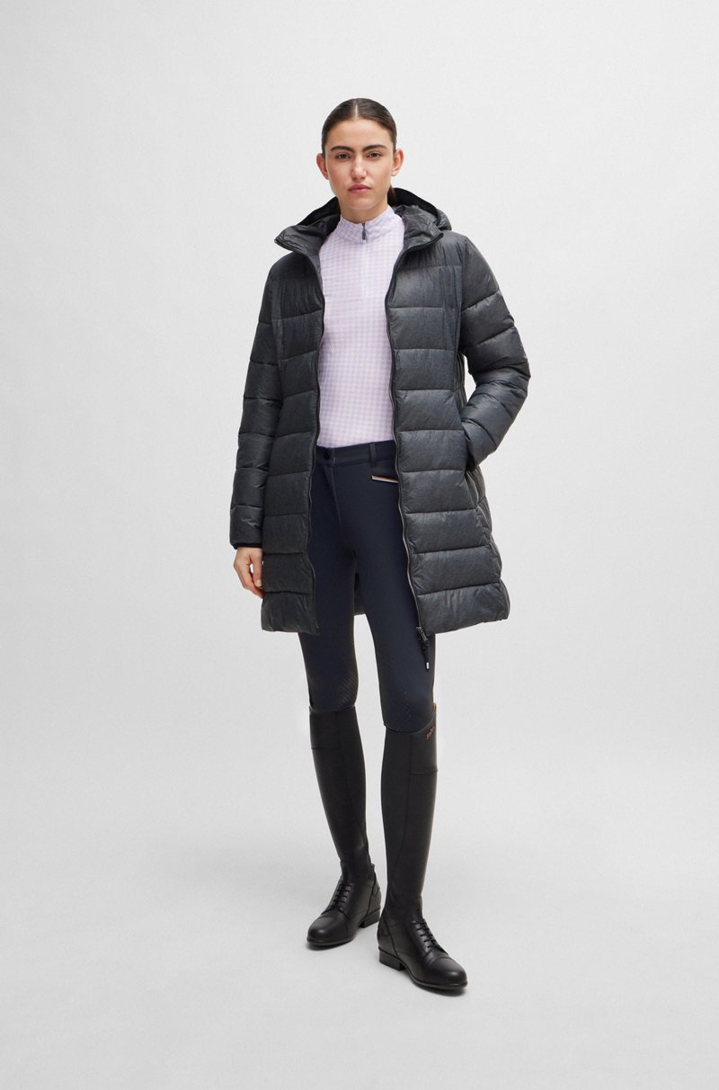 Hugo Boss Chaqueta acolchada de equitación impermeable con capucha y cremalleras ajustables En oferta