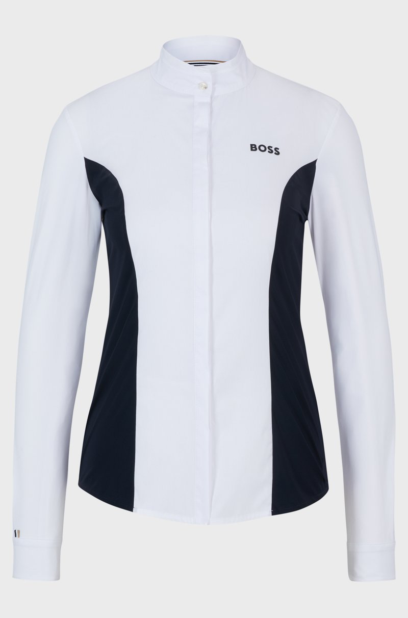 Hugo Boss Top de exhibición para equitación con estampado floral y apliques en azul marino Rebajas de fábrica