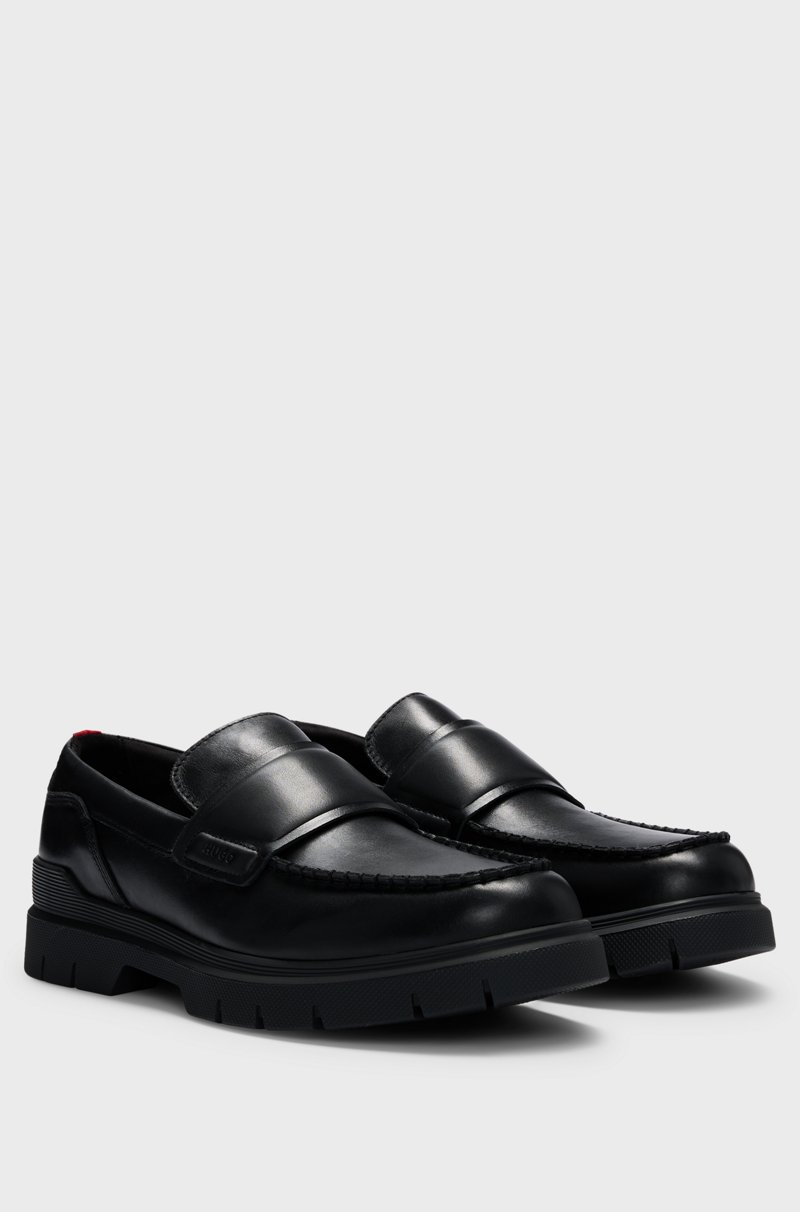 Hugo Boss Mocasines de piel con costuras dobles Liquidación