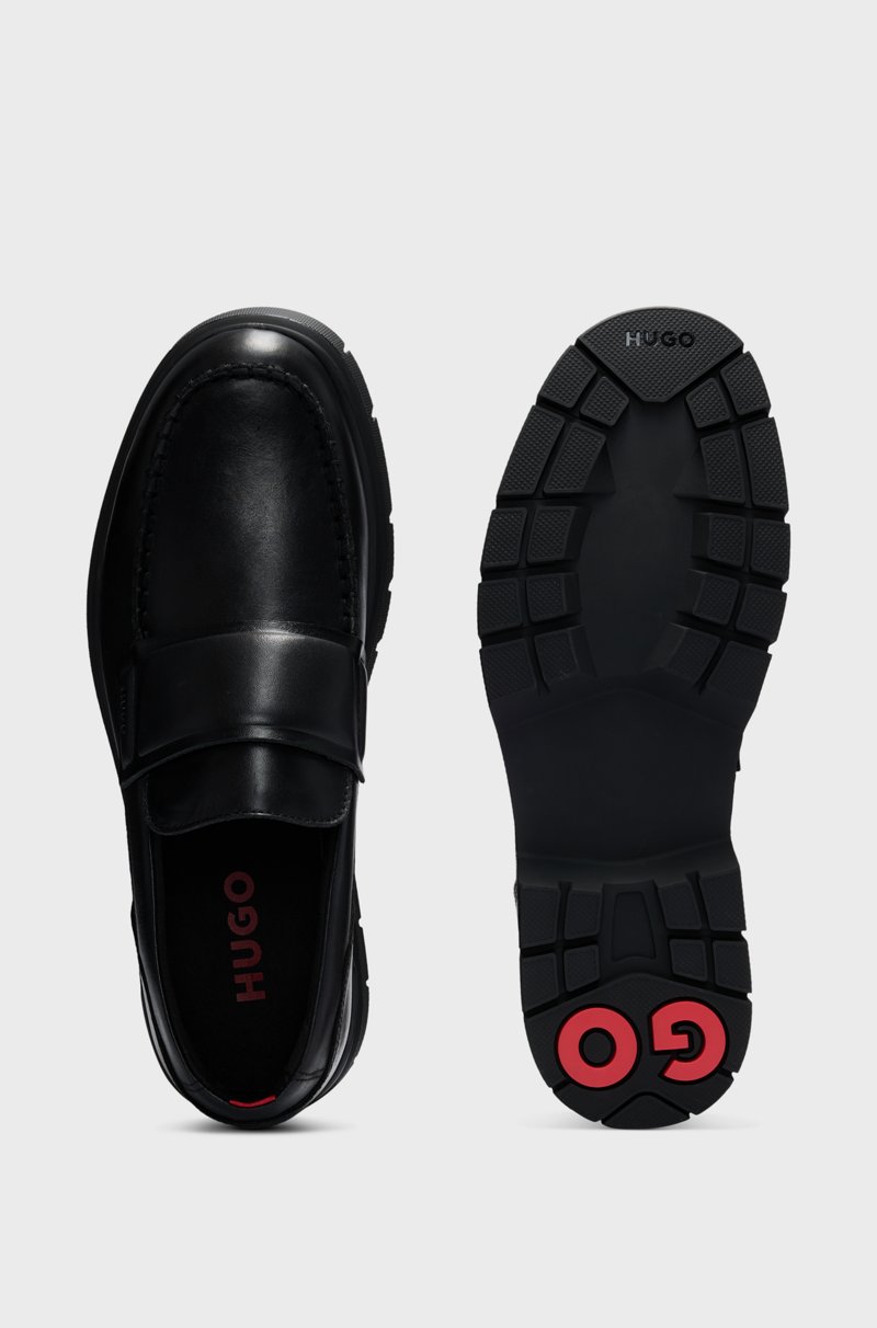 Hugo Boss Mocasines de piel con costuras dobles Liquidación