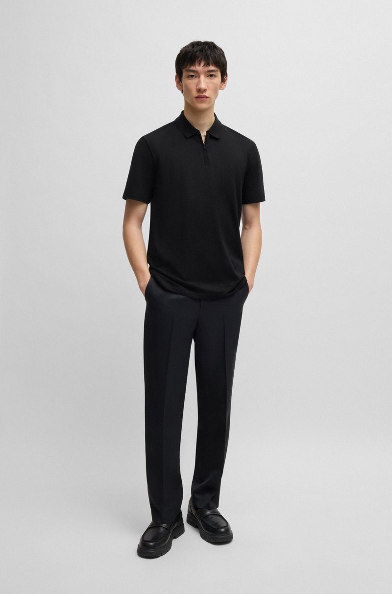 Hugo Boss Polo de punto flameado con cremallera Rebajas online
