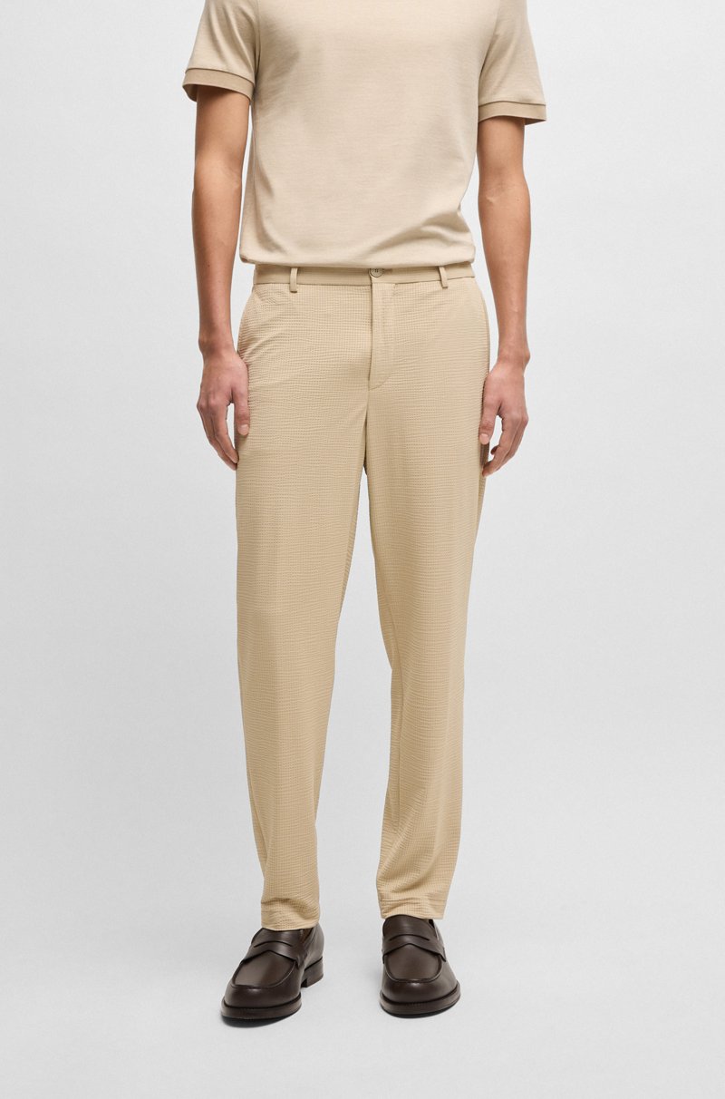 Hugo Boss Pantalones formales lavables en tejido de sirsaca elástico