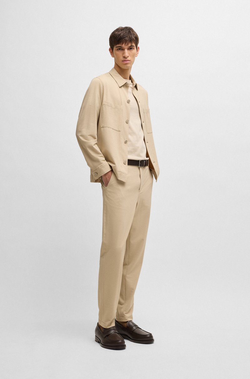 Hugo Boss Pantalones formales lavables en tejido de sirsaca elástico Envío gratis