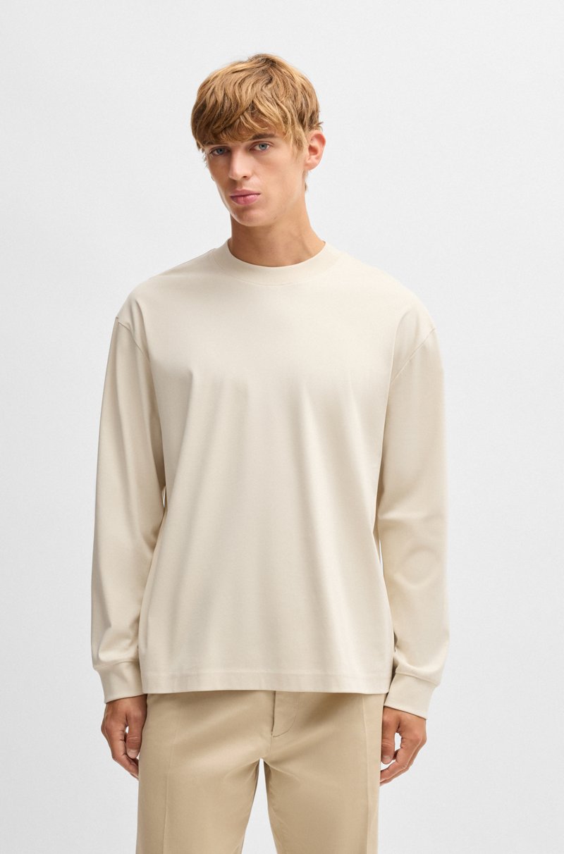 Hugo Boss Camiseta de manga larga relaxed fit en algodón mercerizado