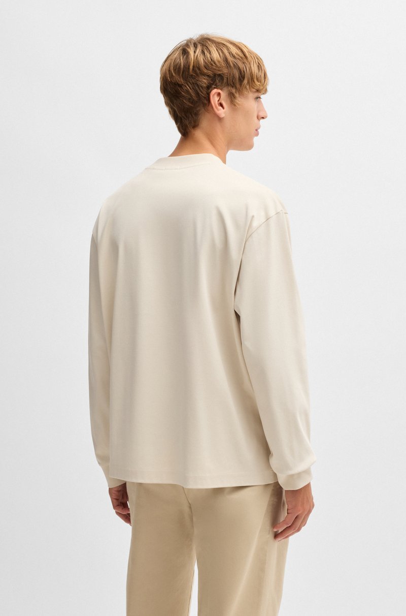 Hugo Boss Camiseta de manga larga relaxed fit en algodón mercerizado Promoción por tiempo limitado