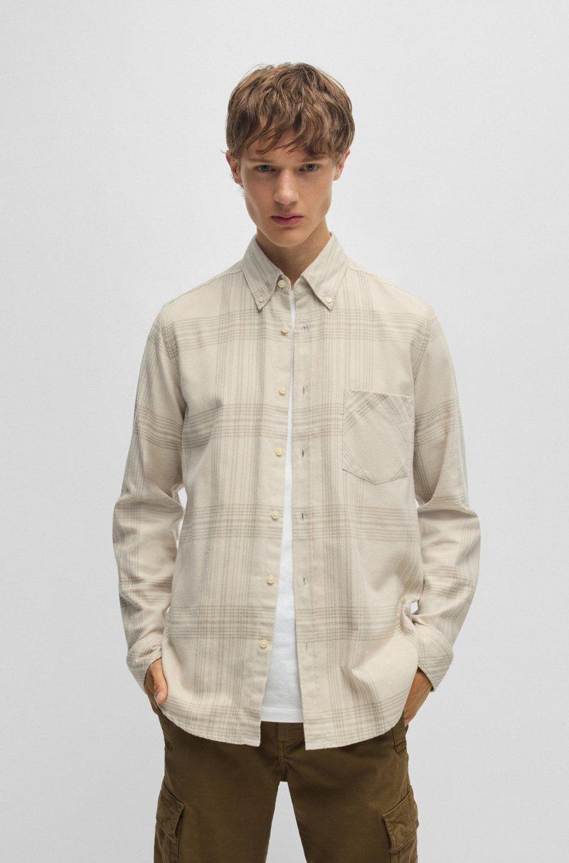 Hugo Boss Camisa regular fit de franela de algodón Promoción trimestral