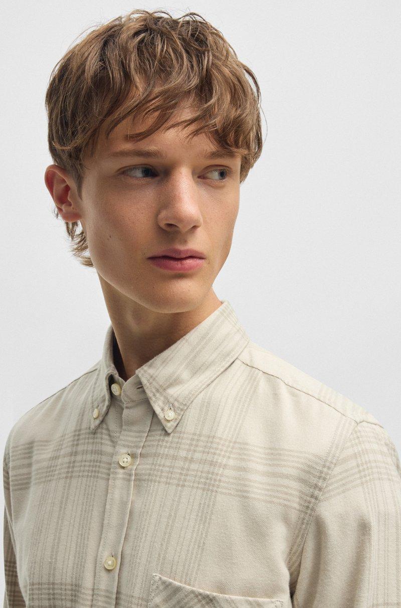 Hugo Boss Camisa regular fit de franela de algodón Promoción trimestral