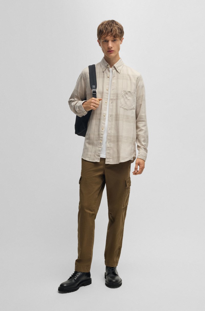 Hugo Boss Camisa regular fit de franela de algodón Promoción trimestral