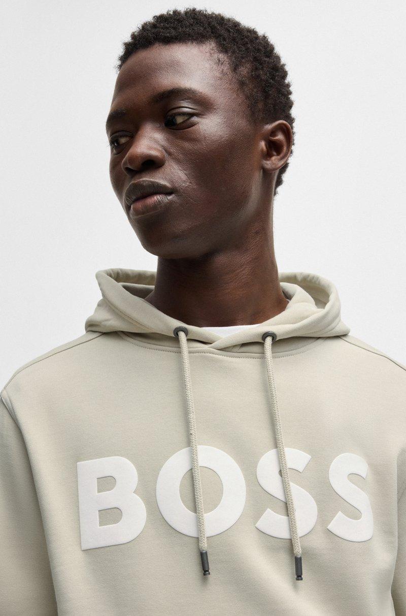 Hugo Boss Sudadera con capucha relaxed fit de felpa de algodón con logo grande Superdescuento