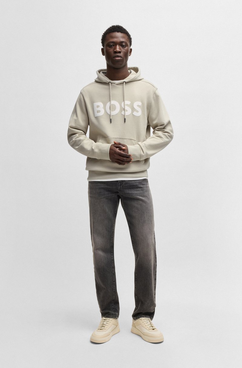 Hugo Boss Sudadera con capucha relaxed fit de felpa de algodón con logo grande Superdescuento