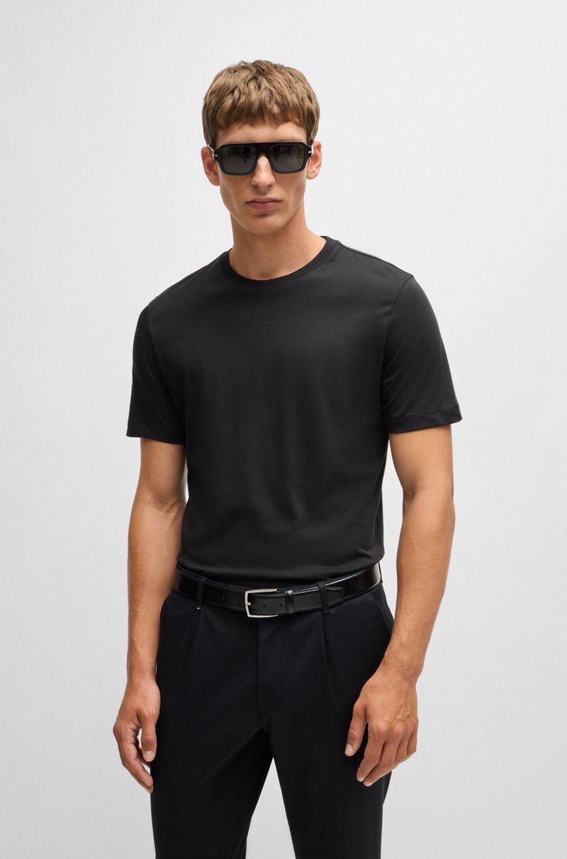 Hugo Boss Camiseta regular fit de punto de algodón con cuello acanalado Grandes descuentos