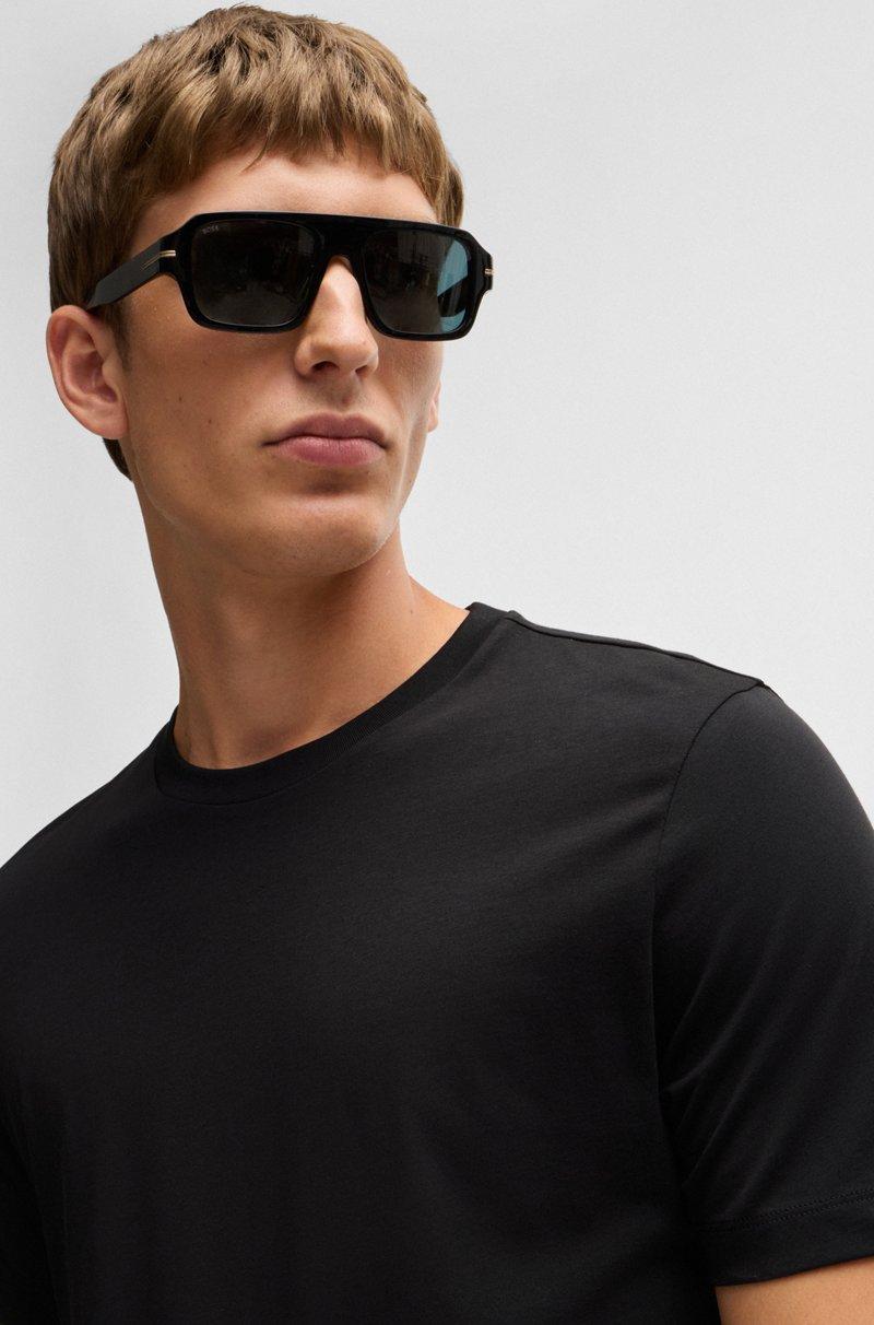 Hugo Boss Camiseta regular fit de punto de algodón con cuello acanalado Grandes descuentos
