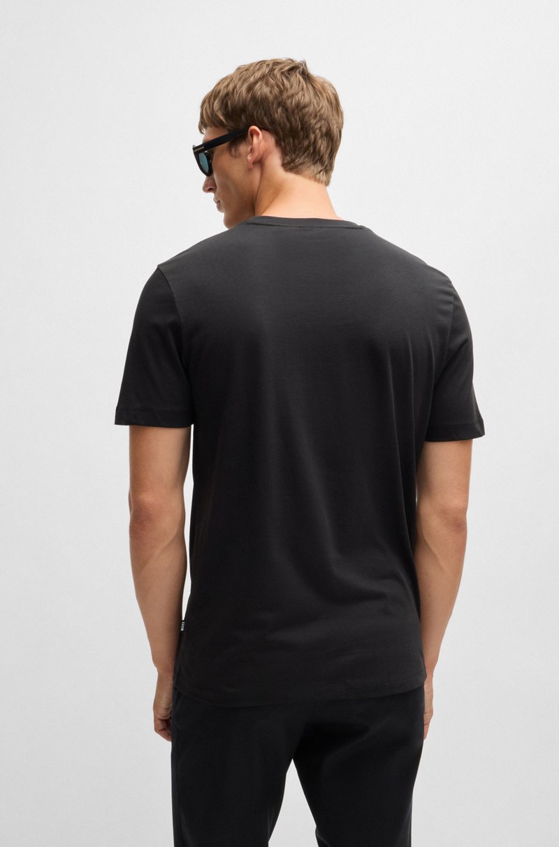 Hugo Boss Camiseta regular fit de punto de algodón con cuello acanalado Grandes descuentos