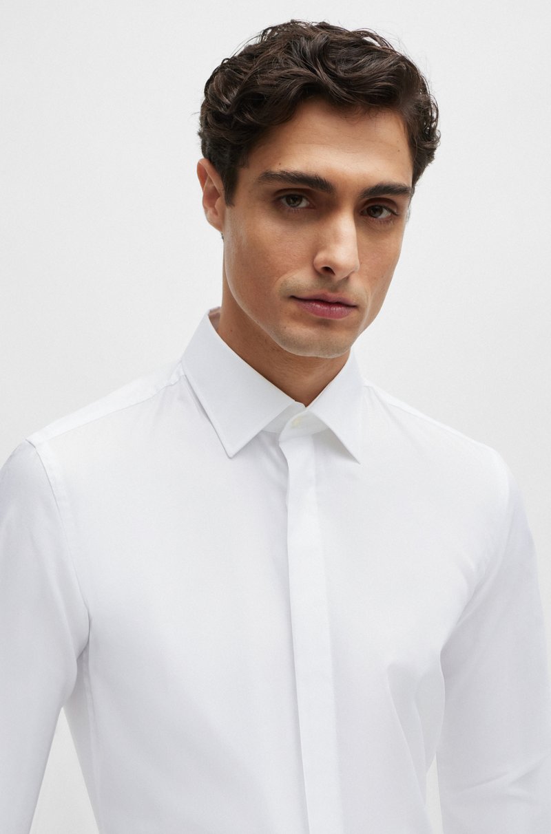 Hugo Boss Camisa de vestir slim fit en algodón elástico de planchado fácil Tienda de fábrica