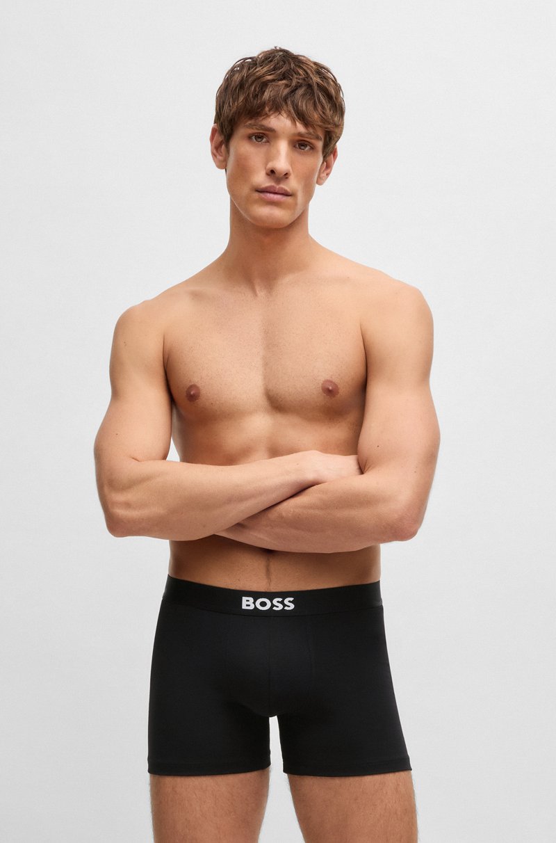 Hugo Boss Paquete de tres calzoncillos bóxer en algodón elástico con logos Libre de impuestos