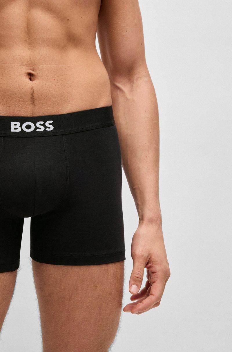 Hugo Boss Paquete de tres calzoncillos bóxer en algodón elástico con logos Libre de impuestos