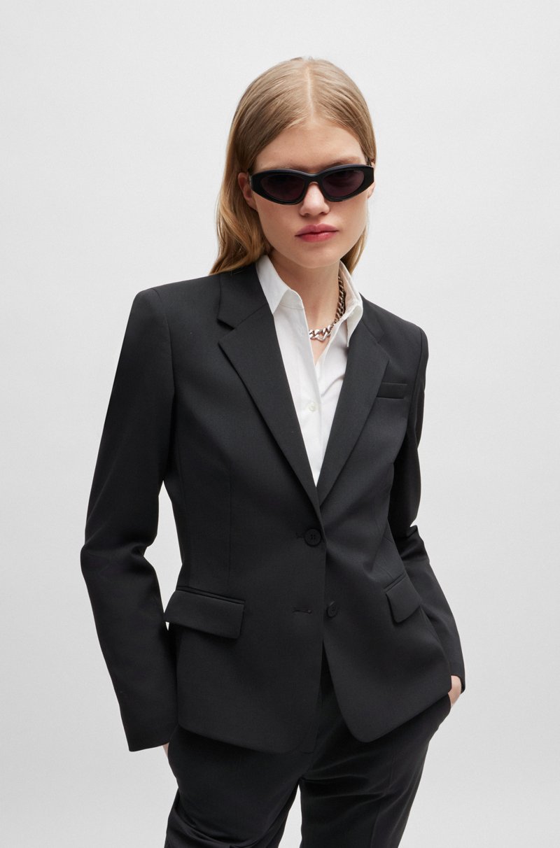 Hugo Boss Chaqueta recta en tejido elástico con solapas descendentes Ofertas de temporada