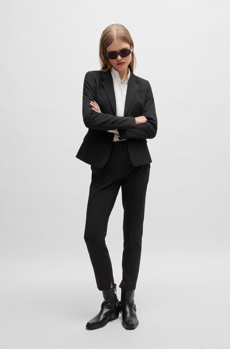 Hugo Boss Chaqueta recta en tejido elástico con solapas descendentes Ofertas de temporada