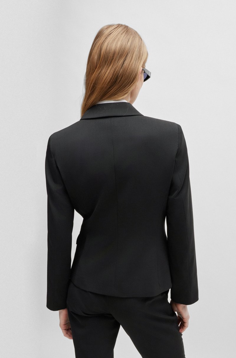 Hugo Boss Chaqueta recta en tejido elástico con solapas descendentes Ofertas de temporada