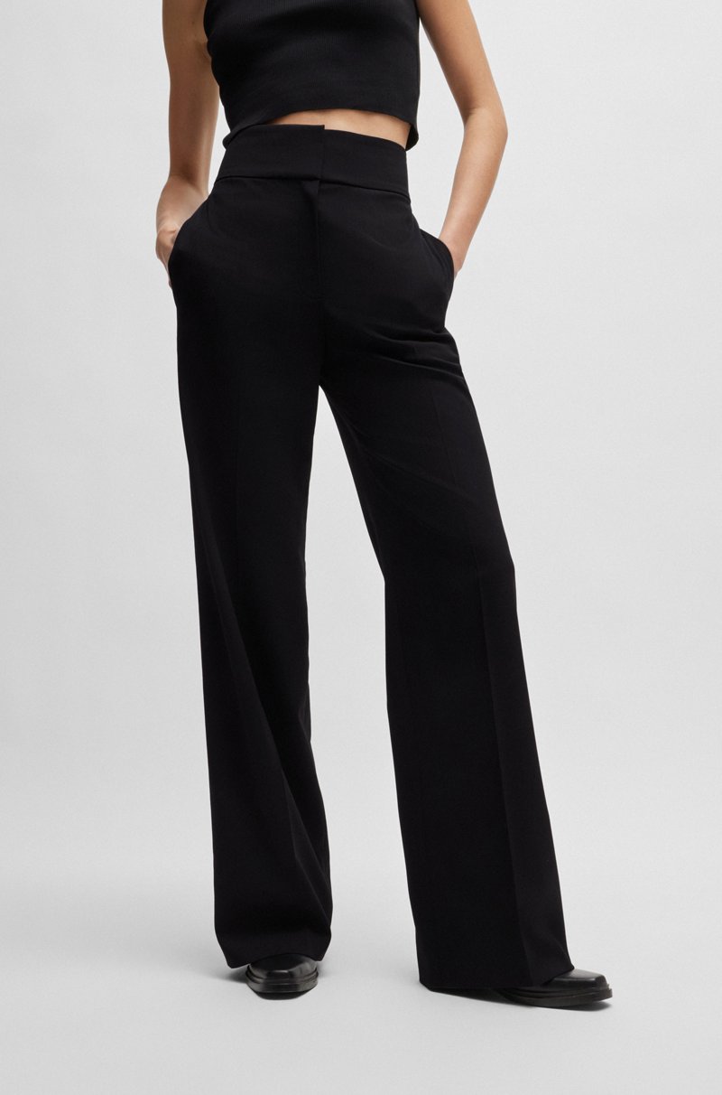 Hugo Boss Pantalones regular fit de talle alto y pernera acampanada Ofertas especiales