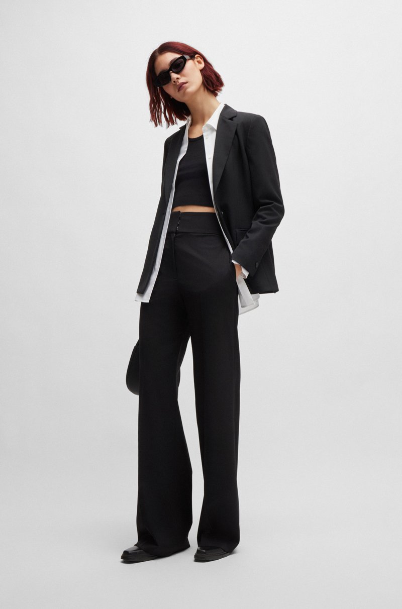 Hugo Boss Pantalones regular fit de talle alto y pernera acampanada Ofertas especiales