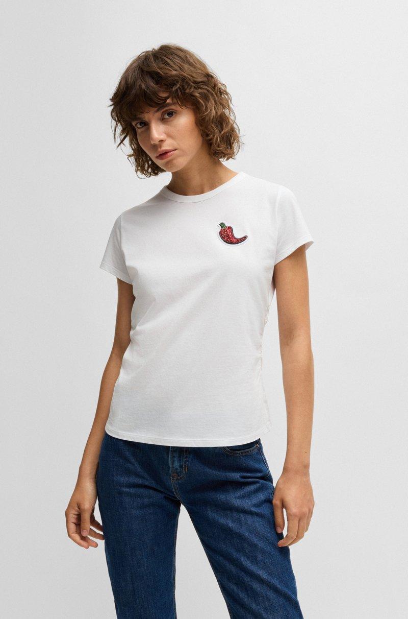 Hugo Boss Camiseta ajustada de algodón con chile con tachuelas de cristal Devoluciones gratuitas