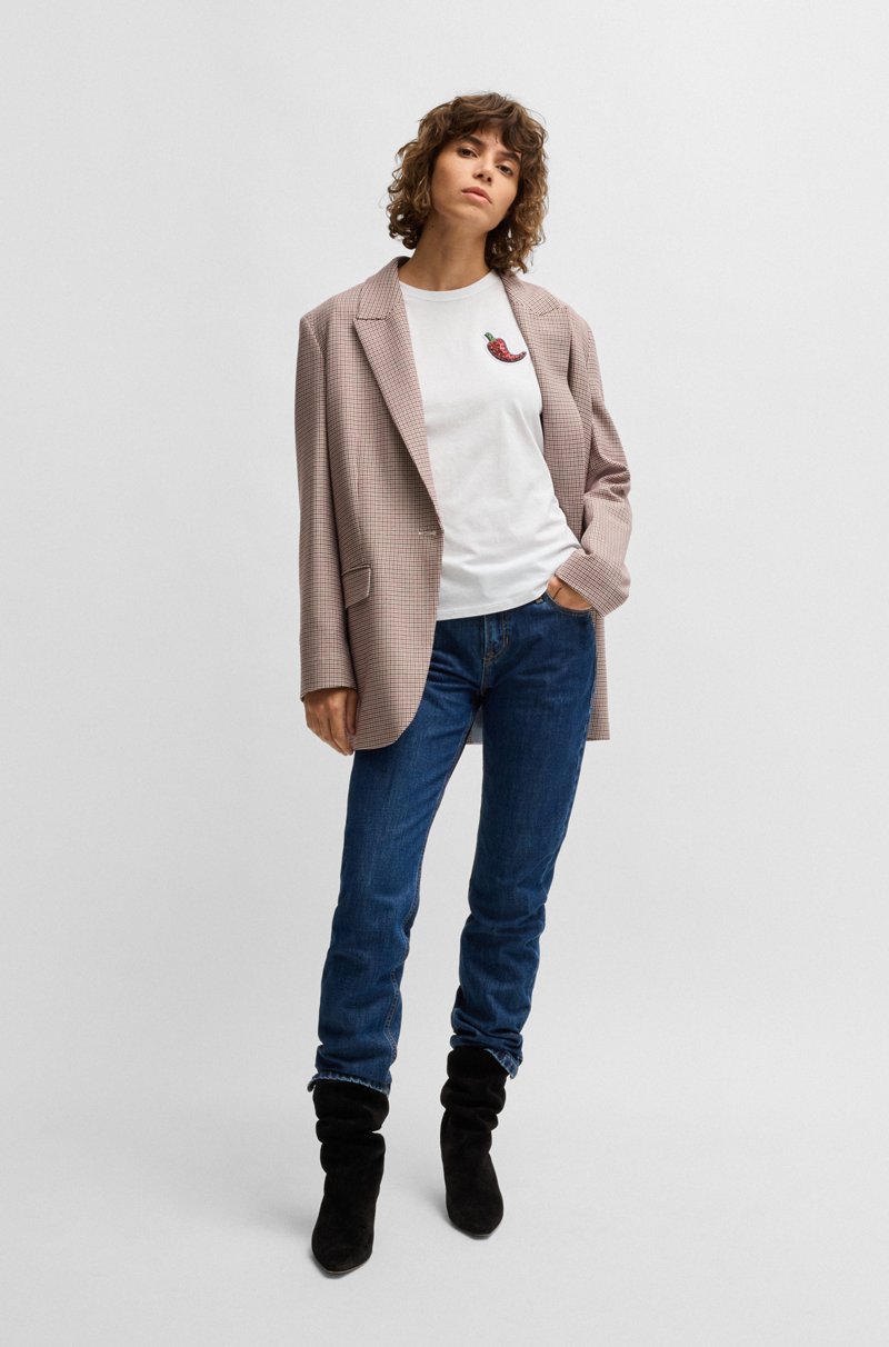 Hugo Boss Camiseta ajustada de algodón con chile con tachuelas de cristal Devoluciones gratuitas