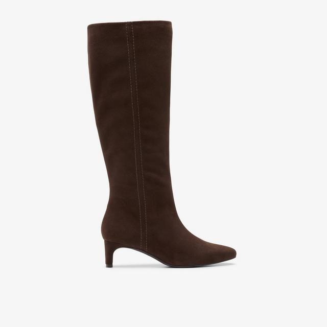 Clarks MUJERES Edina Tall en ante marrón oscuro Edina Tall