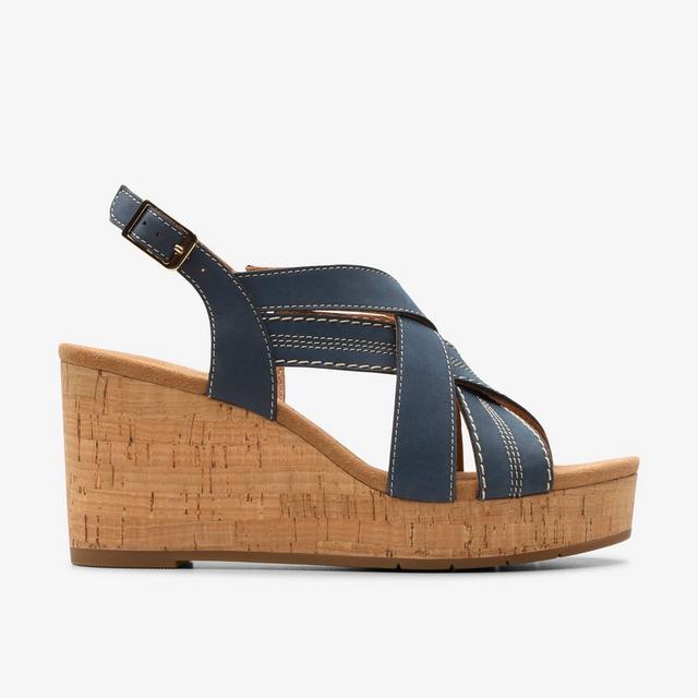 Clarks Cuñas de nobuk azul marino para mujer Último día