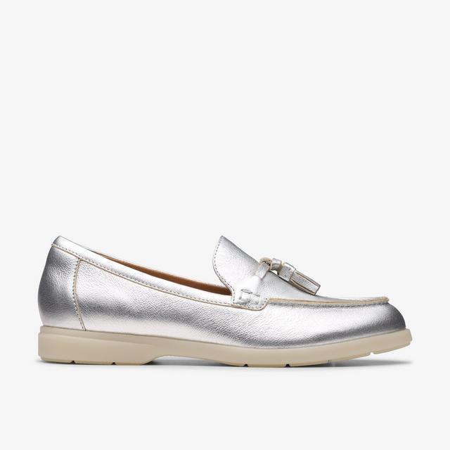 Clarks MUJERES Narini Edge en cuero color plata Narini Edge Oferta especial de fábrica