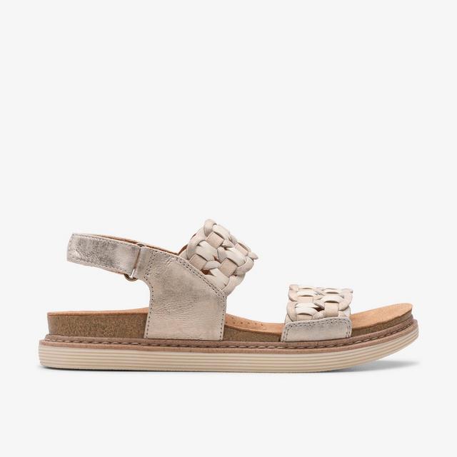 Clarks Sandalias Planas Combinación Metálica para Mujer