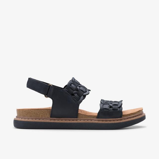Clarks Sandalias Planas Combinación Negra para Mujer