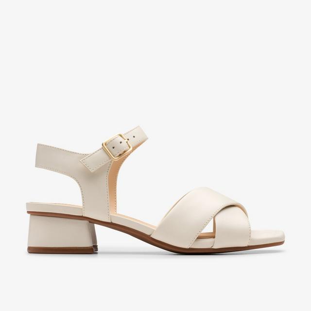 Clarks Sandalias de tacón de cuero crema para mujer Serina35 Cross En línea