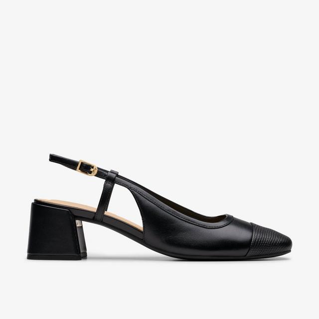 Clarks MUJERES Nyta45 Sling en cuero negro combinado Nyta45 Sling