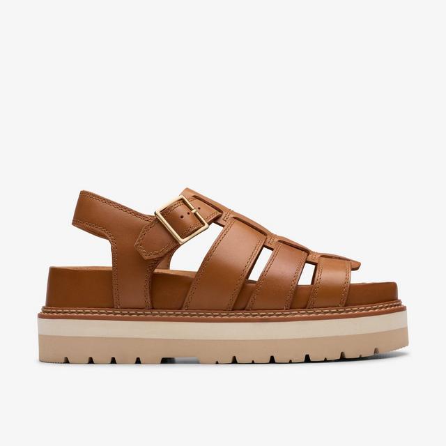 Clarks Sandalias de tiras de cuero marrón para mujer Limitado a 3 días